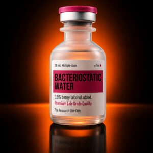Bacteriostatic Water 30ml bottle, tight crop, crisp readable label
